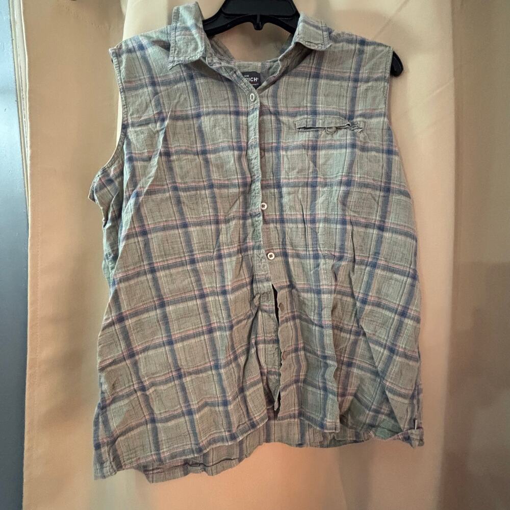 Woolrich Women’s XXL Sleeveless Plaid Button-Down Shirt